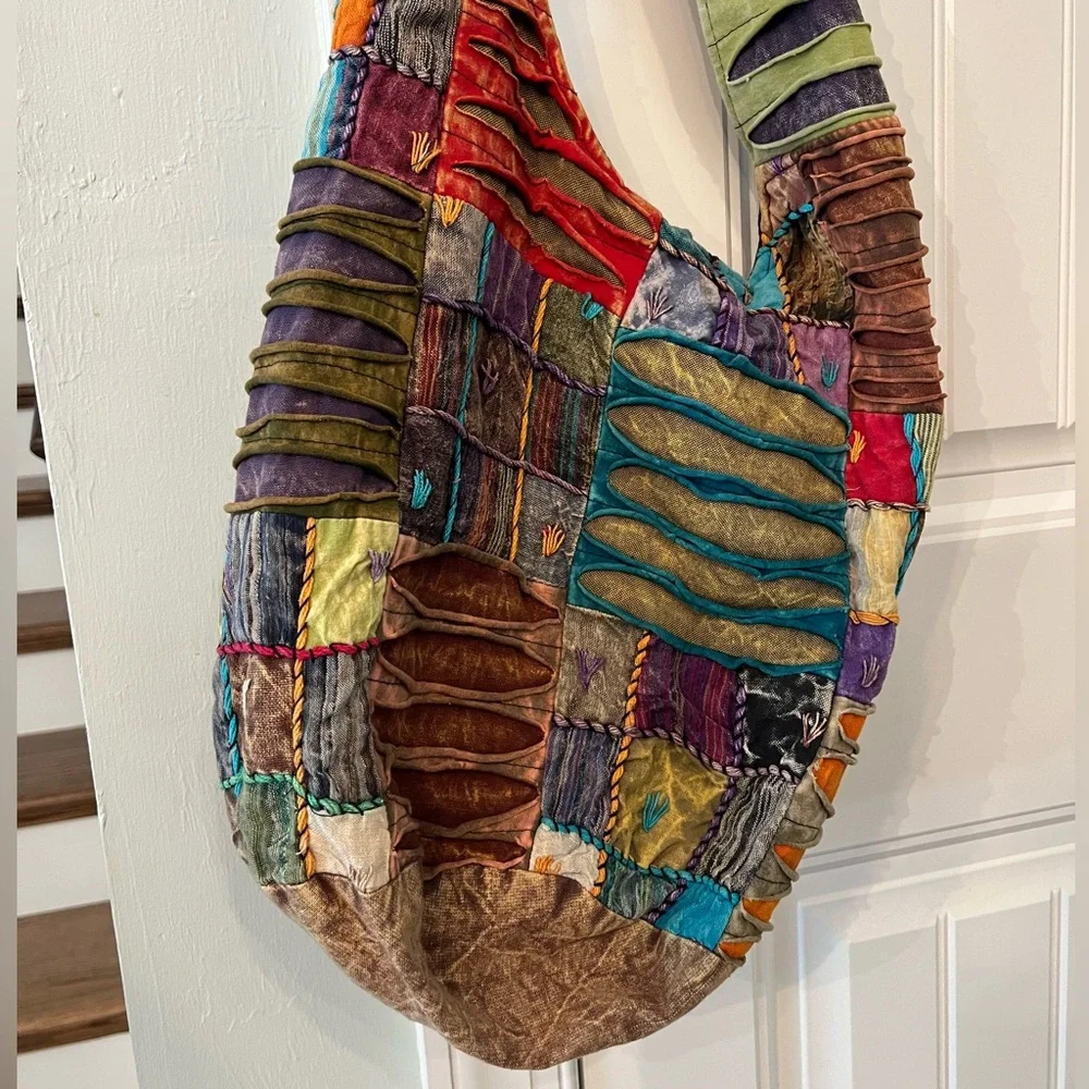 Boho Patchwork Hobo Bag Hippie Festival Crossbody Purse